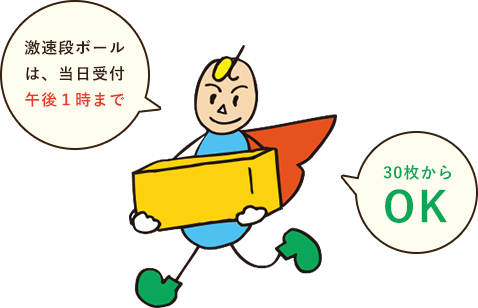 激速段ボールは、当日受付午後１時まで。30枚からOK！